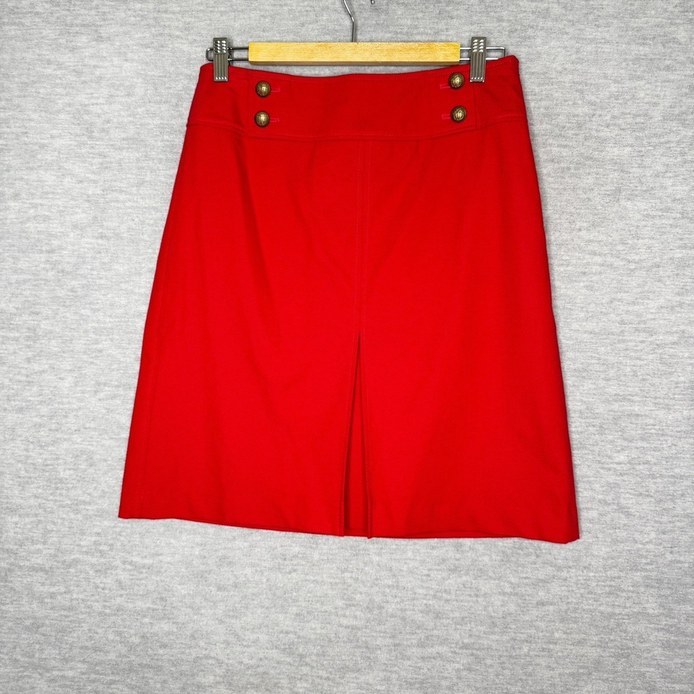 Talbots Women's Red‎ Skirt Size 4 Textured Gold Button Front A Line Christmas